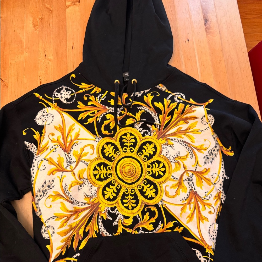 Versace Hoodie White Baroque Design
